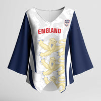Custom England 2026 Football Kimono Sleeve Blouse Go Three Lions Grunge Style - Wonder Print Shop