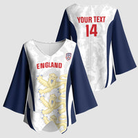 Custom England 2026 Football Kimono Sleeve Blouse Go Three Lions Grunge Style - Wonder Print Shop