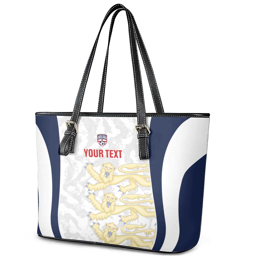 Custom England 2026 Football Leather Tote Bag Go Three Lions Grunge Style - Wonder Print Shop