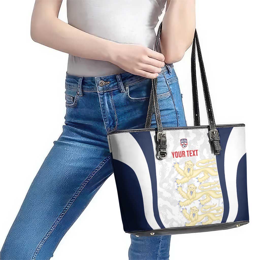 Custom England 2026 Football Leather Tote Bag Go Three Lions Grunge Style - Wonder Print Shop