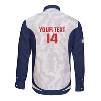 Custom England 2026 Football Long Sleeve Button Shirt Go Three Lions Grunge Style - Wonder Print Shop