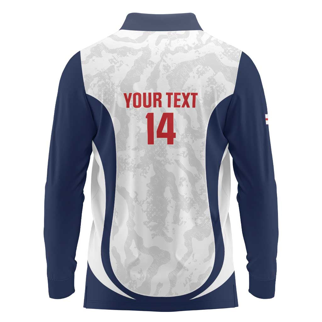 Custom England 2026 Football Long Sleeve Polo Shirt Go Three Lions Grunge Style - Wonder Print Shop