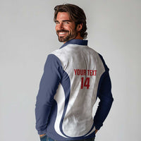 Custom England 2026 Football Long Sleeve Polo Shirt Go Three Lions Grunge Style - Wonder Print Shop