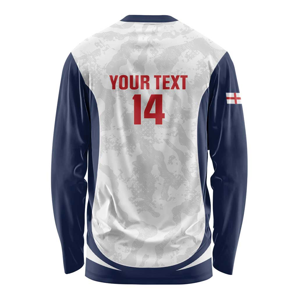 Custom England 2026 Football Long Sleeve Shirt Go Three Lions Grunge Style - Wonder Print Shop