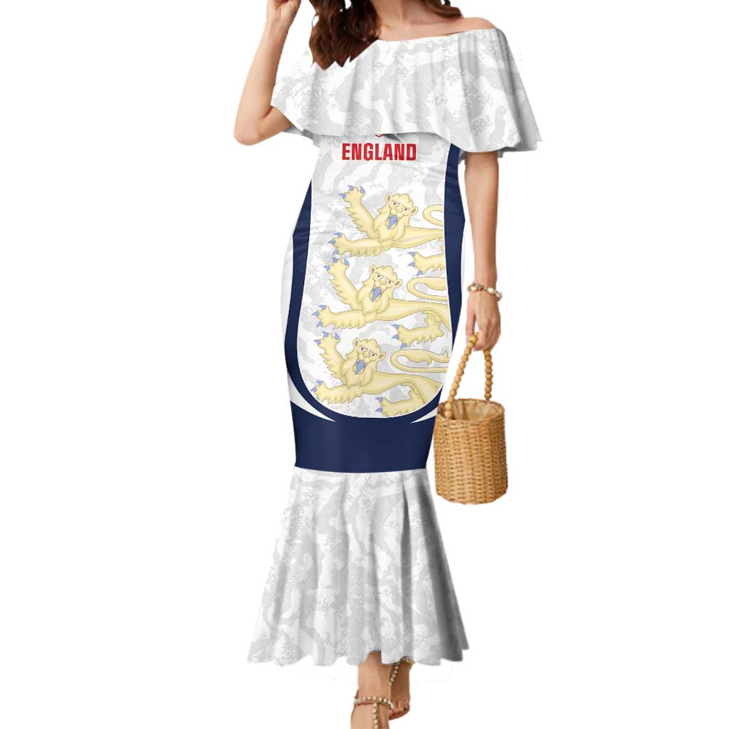 Custom England 2026 Football Mermaid Dress Go Three Lions Grunge Style - Wonder Print Shop