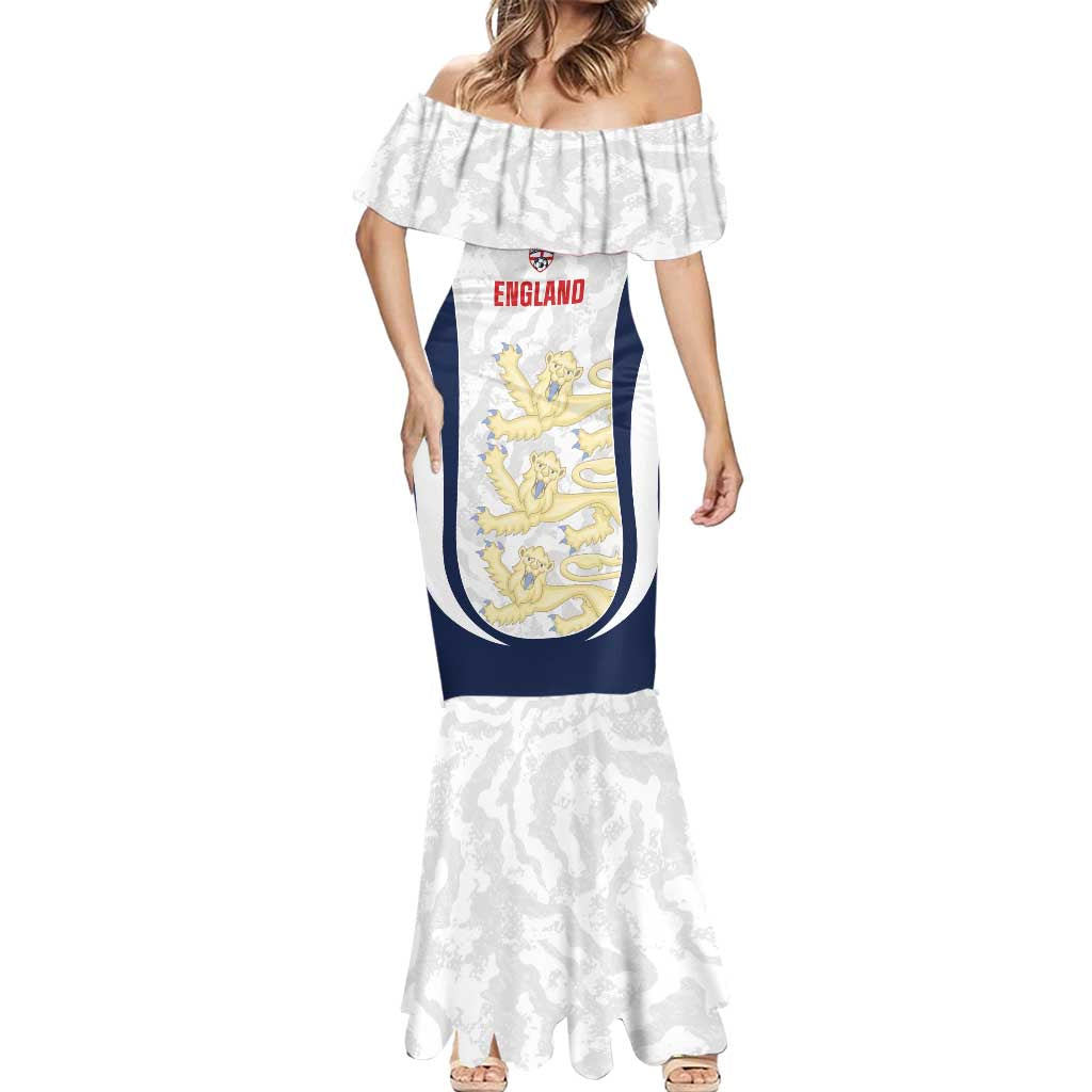 Custom England 2026 Football Mermaid Dress Go Three Lions Grunge Style - Wonder Print Shop