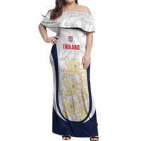 Custom England 2026 Football Off Shoulder Maxi Dress Go Three Lions Grunge Style - Wonder Print Shop