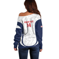 Custom England 2026 Football Off Shoulder Sweater Go Three Lions Grunge Style - Wonder Print Shop