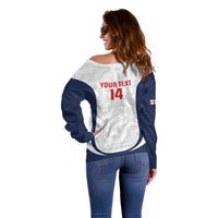 Custom England 2026 Football Off Shoulder Sweater Go Three Lions Grunge Style - Wonder Print Shop