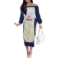 Custom England 2026 Football Off The Shoulder Long Sleeve Dress Go Three Lions Grunge Style - Wonder Print Shop