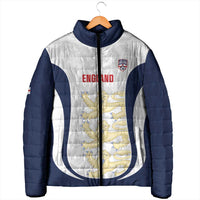 Custom England 2026 Football Padded Jacket Go Three Lions Grunge Style - Wonder Print Shop