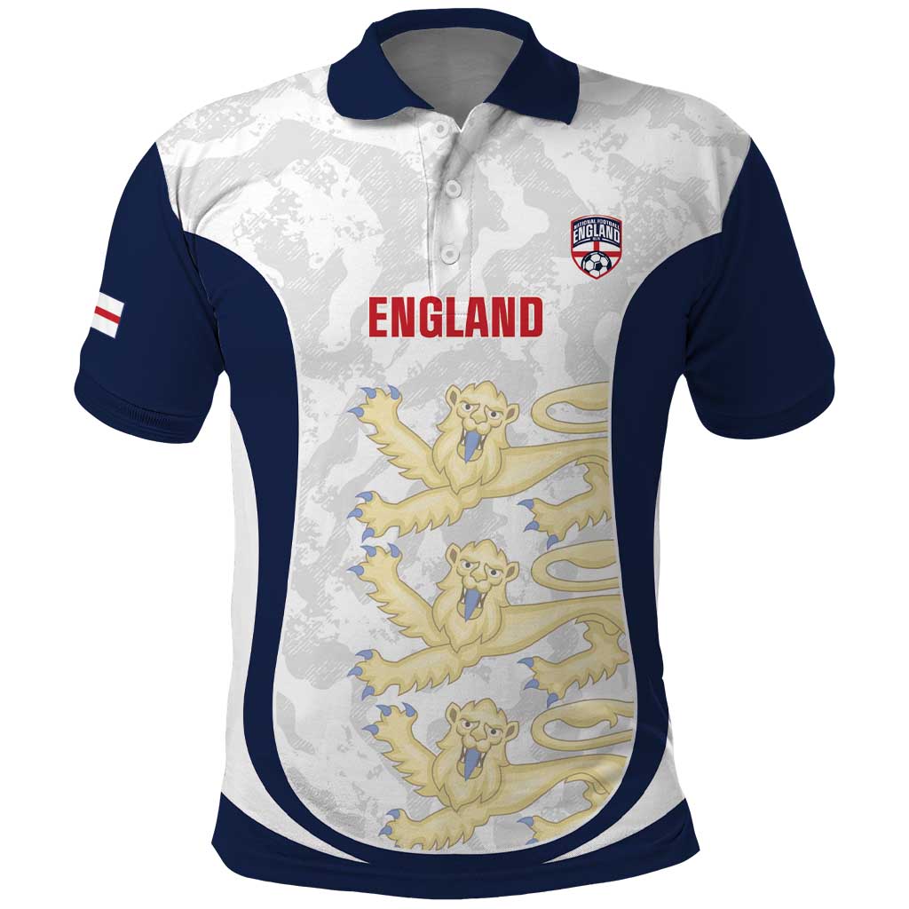 Custom England 2026 Football Polo Shirt Go Three Lions Grunge Style - Wonder Print Shop