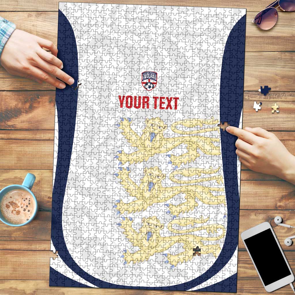 Custom England 2026 Football Puzzle Go Three Lions Grunge Style - Wonder Print Shop