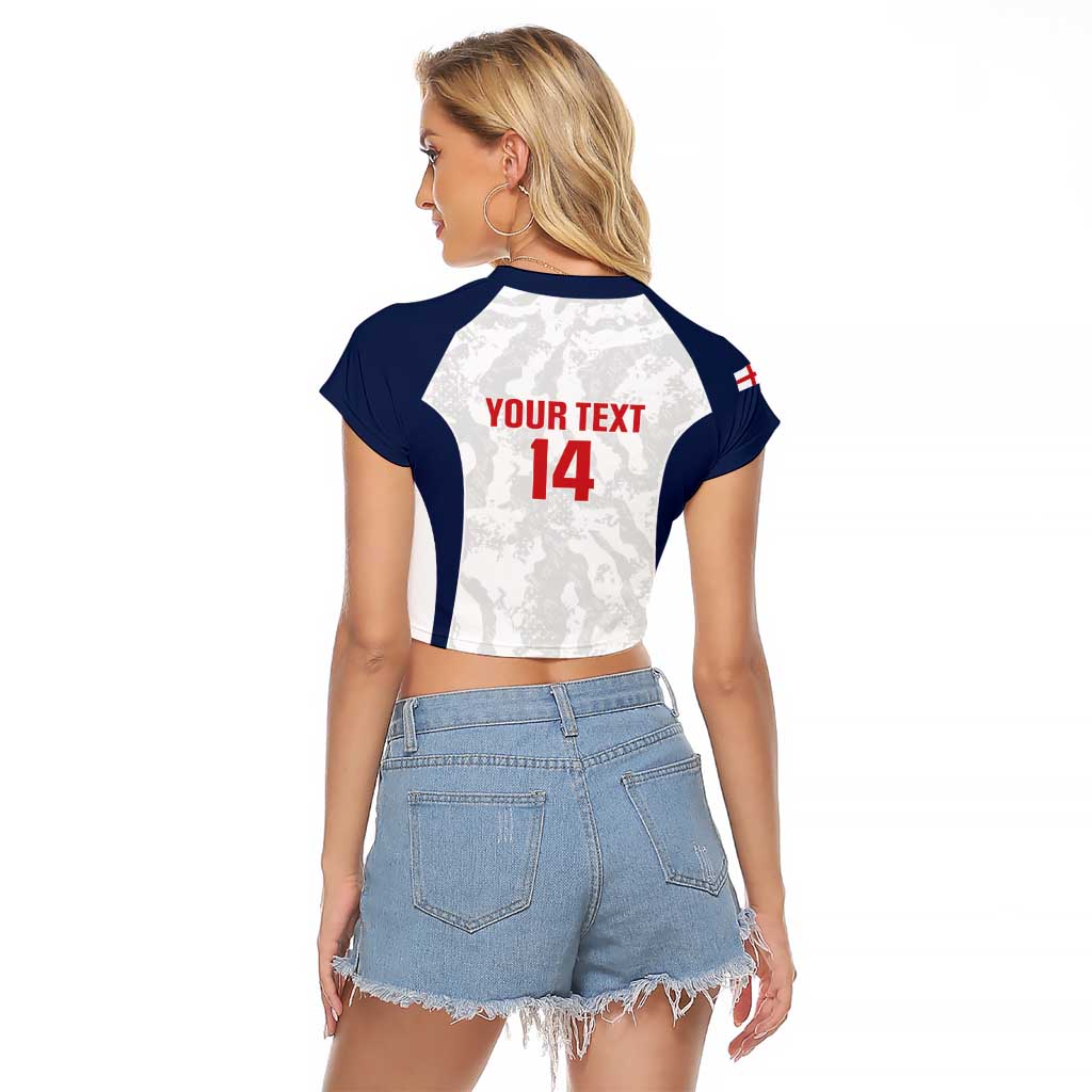 Custom England 2026 Football Raglan Cropped T Shirt Go Three Lions Grunge Style - Wonder Print Shop