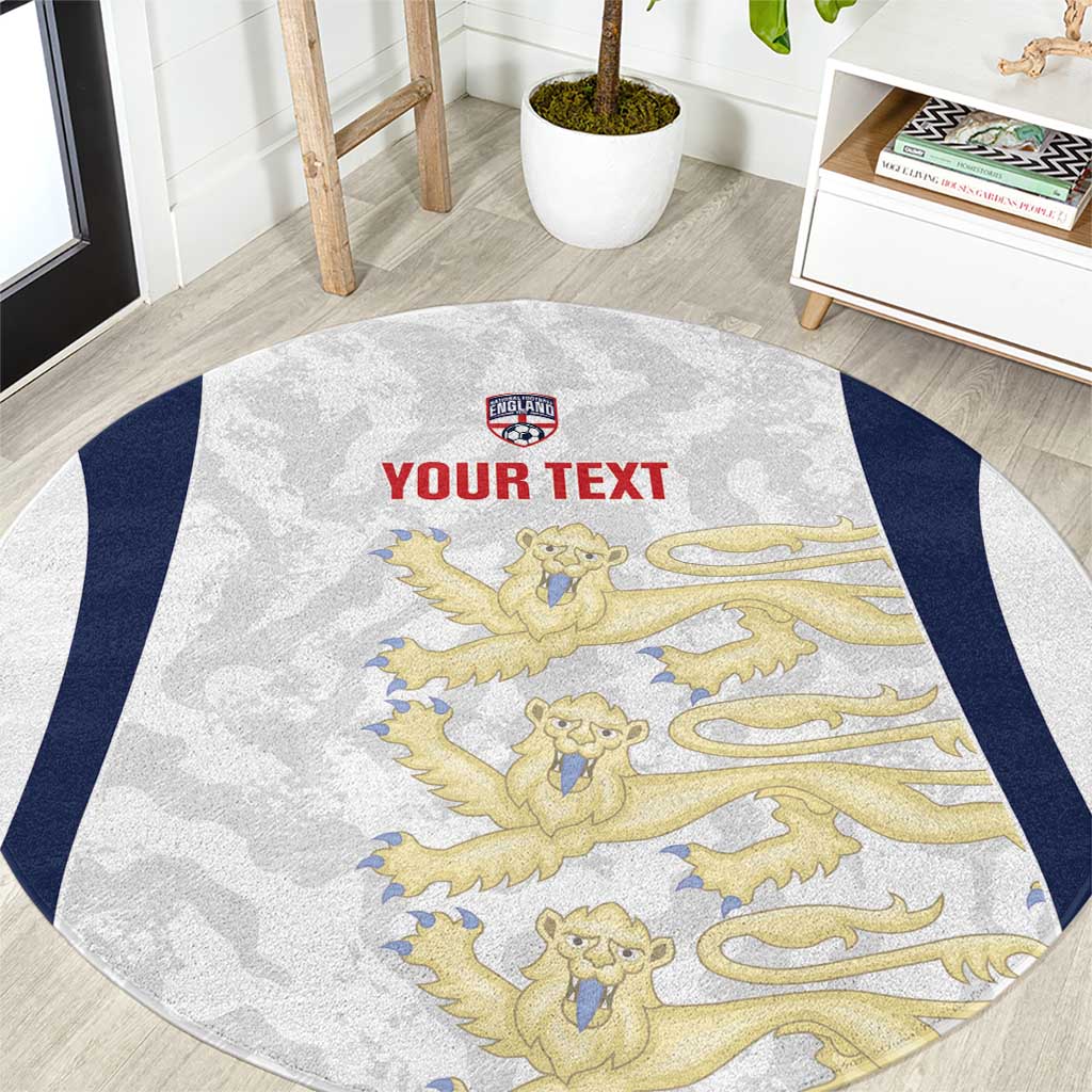 Custom England 2026 Football Round Carpet Go Three Lions Grunge Style - Wonder Print Shop