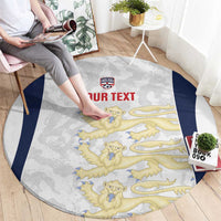 Custom England 2026 Football Round Carpet Go Three Lions Grunge Style - Wonder Print Shop