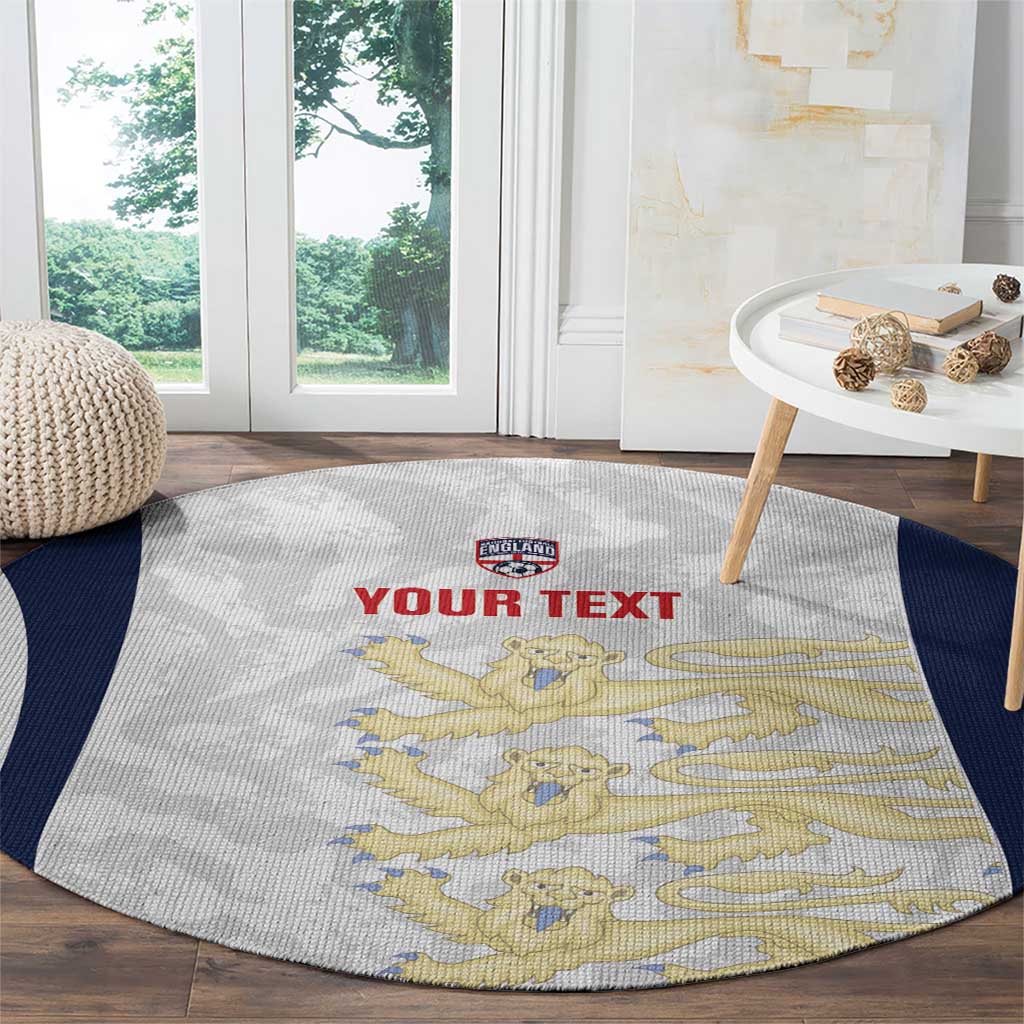 Custom England 2026 Football Round Carpet Go Three Lions Grunge Style - Wonder Print Shop