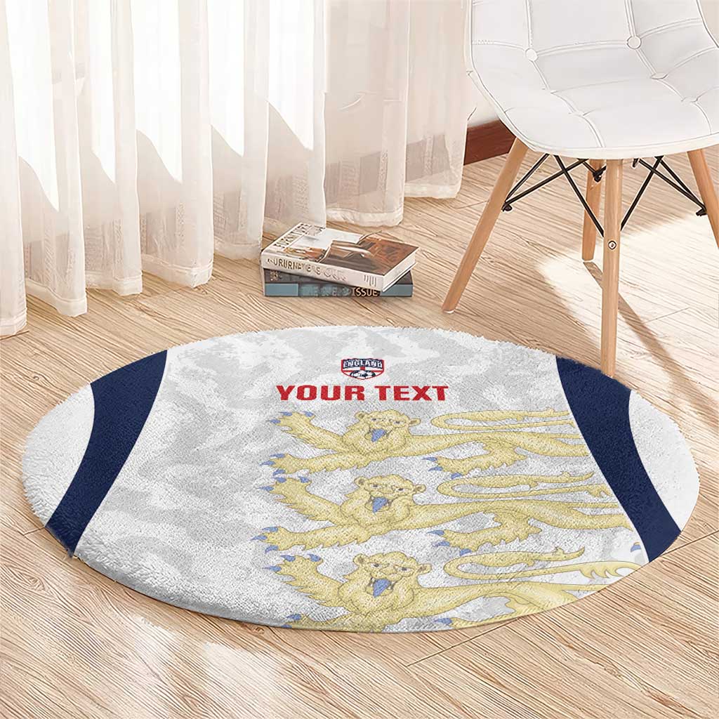 Custom England 2026 Football Round Carpet Go Three Lions Grunge Style - Wonder Print Shop