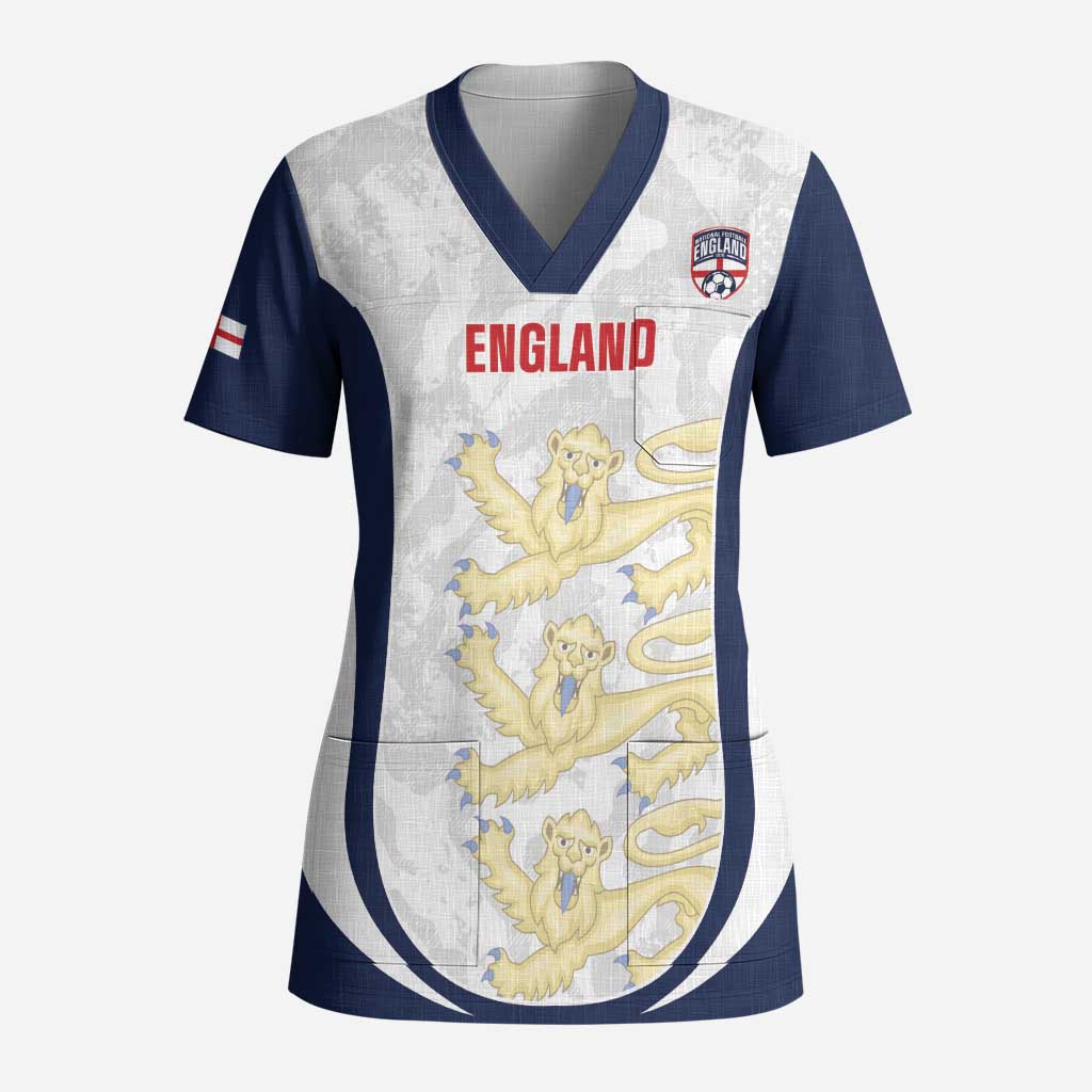 Custom England 2026 Football Scrub Top Go Three Lions Grunge Style - Wonder Print Shop