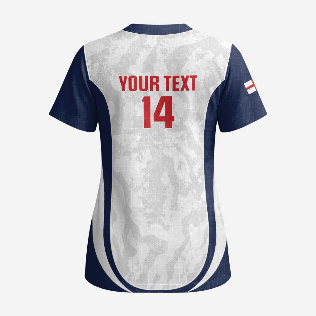 Custom England 2026 Football Scrub Top Go Three Lions Grunge Style - Wonder Print Shop