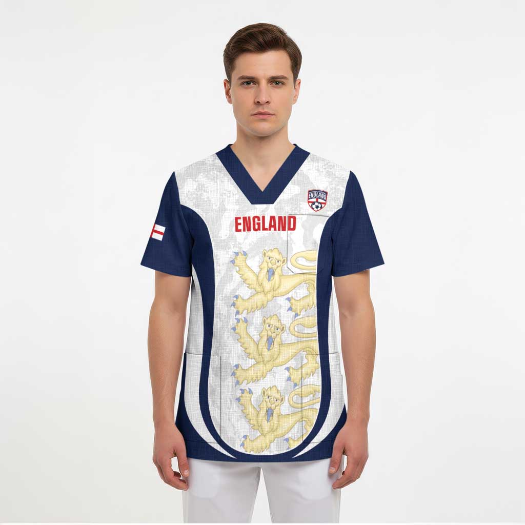 Custom England 2026 Football Scrub Top Go Three Lions Grunge Style - Wonder Print Shop