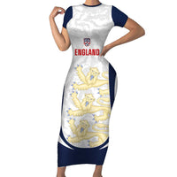 Custom England 2026 Football Short Sleeve Bodycon Dress Go Three Lions Grunge Style - Wonder Print Shop