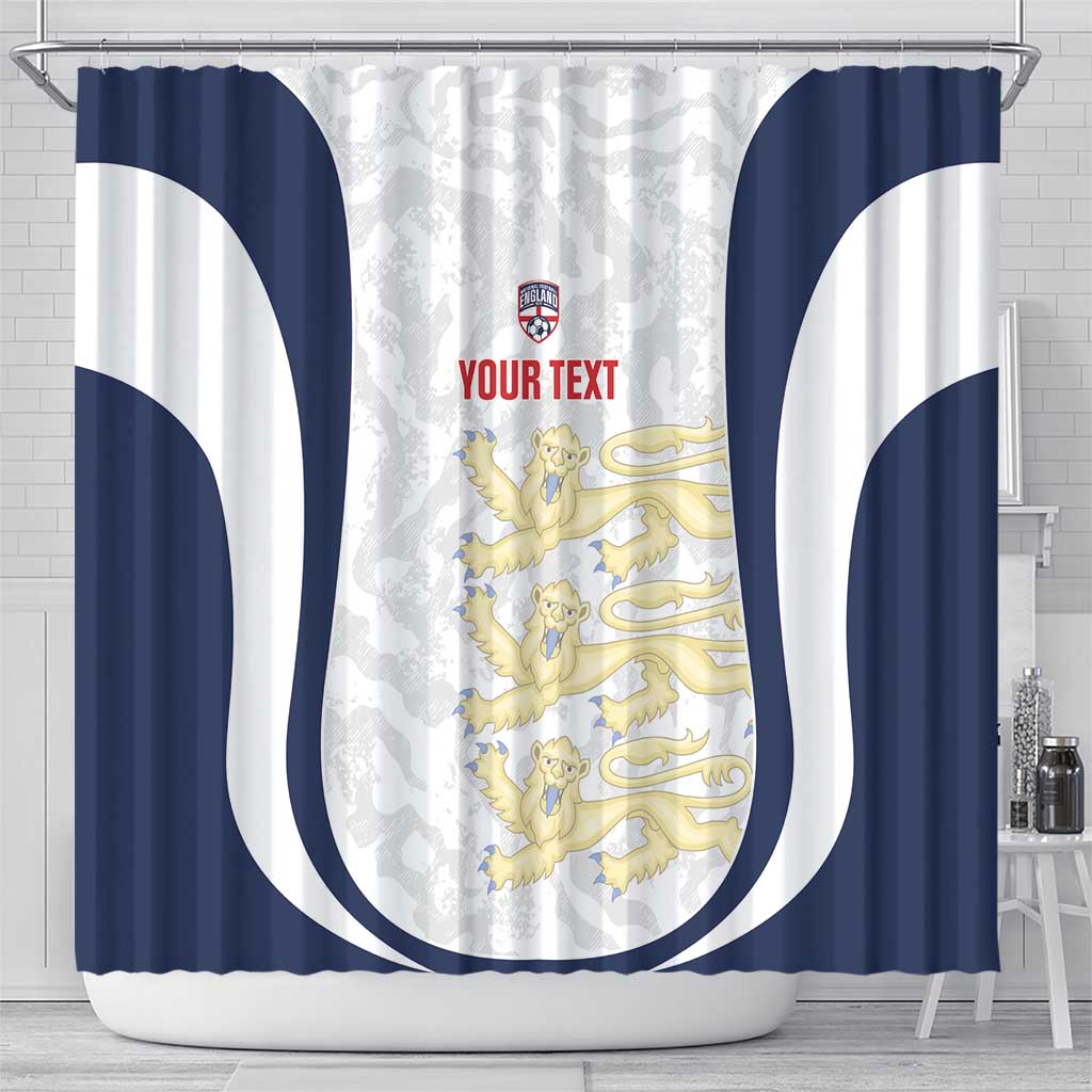 Custom England 2026 Football Shower Curtain Go Three Lions Grunge Style - Wonder Print Shop