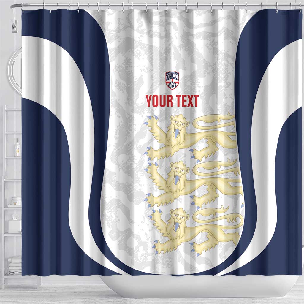 Custom England 2026 Football Shower Curtain Go Three Lions Grunge Style - Wonder Print Shop