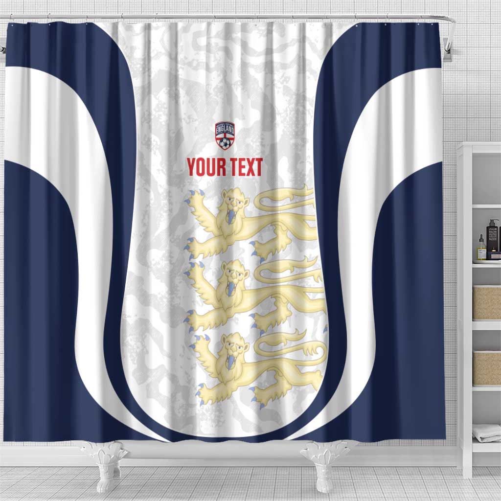 Custom England 2026 Football Shower Curtain Go Three Lions Grunge Style - Wonder Print Shop