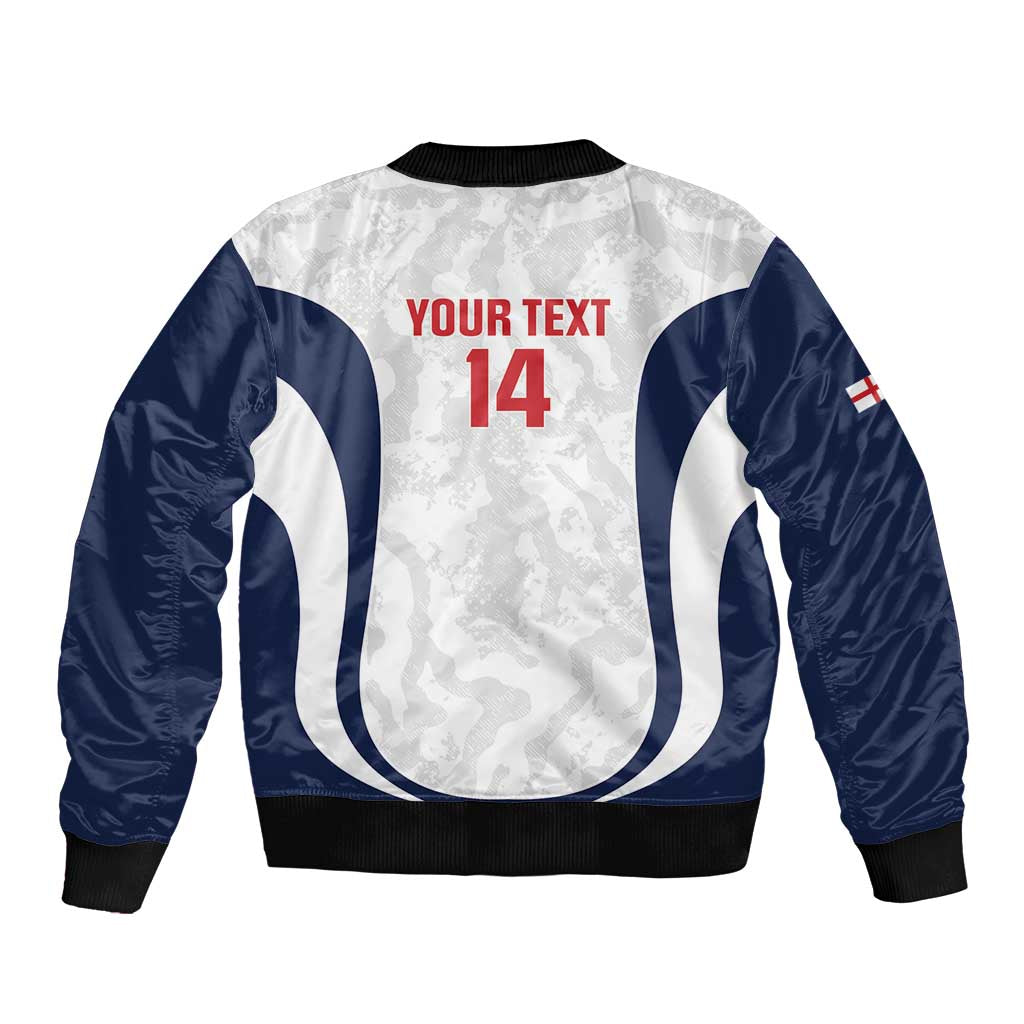 Custom England 2026 Football Sleeve Zip Bomber Jacket Go Three Lions Grunge Style - Wonder Print Shop