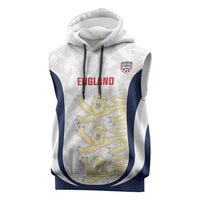 Custom England 2026 Football Sleeveless Hoodie Go Three Lions Grunge Style - Wonder Print Shop