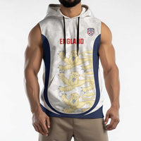 Custom England 2026 Football Sleeveless Hoodie Go Three Lions Grunge Style - Wonder Print Shop