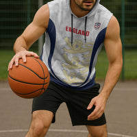 Custom England 2026 Football Sleeveless Hoodie Go Three Lions Grunge Style - Wonder Print Shop