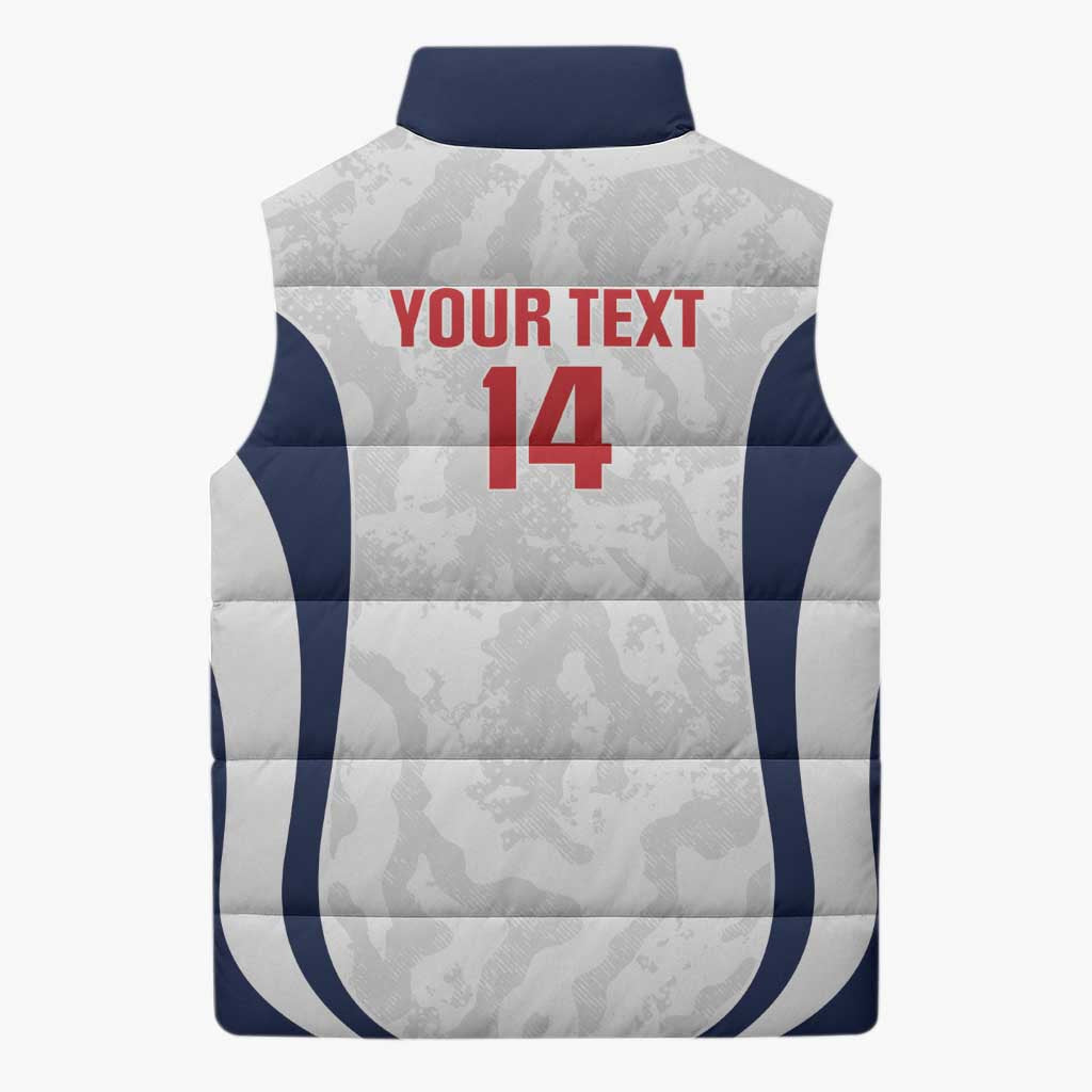 Custom England 2026 Football Sleeveless Puffer Jacket Go Three Lions Grunge Style - Wonder Print Shop