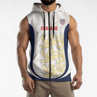 Custom England 2026 Football Sleeveless Zip Hoodie Go Three Lions Grunge Style - Wonder Print Shop