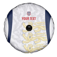 Custom England 2026 Football Spare Tire Cover Go Three Lions Grunge Style - Wonder Print Shop