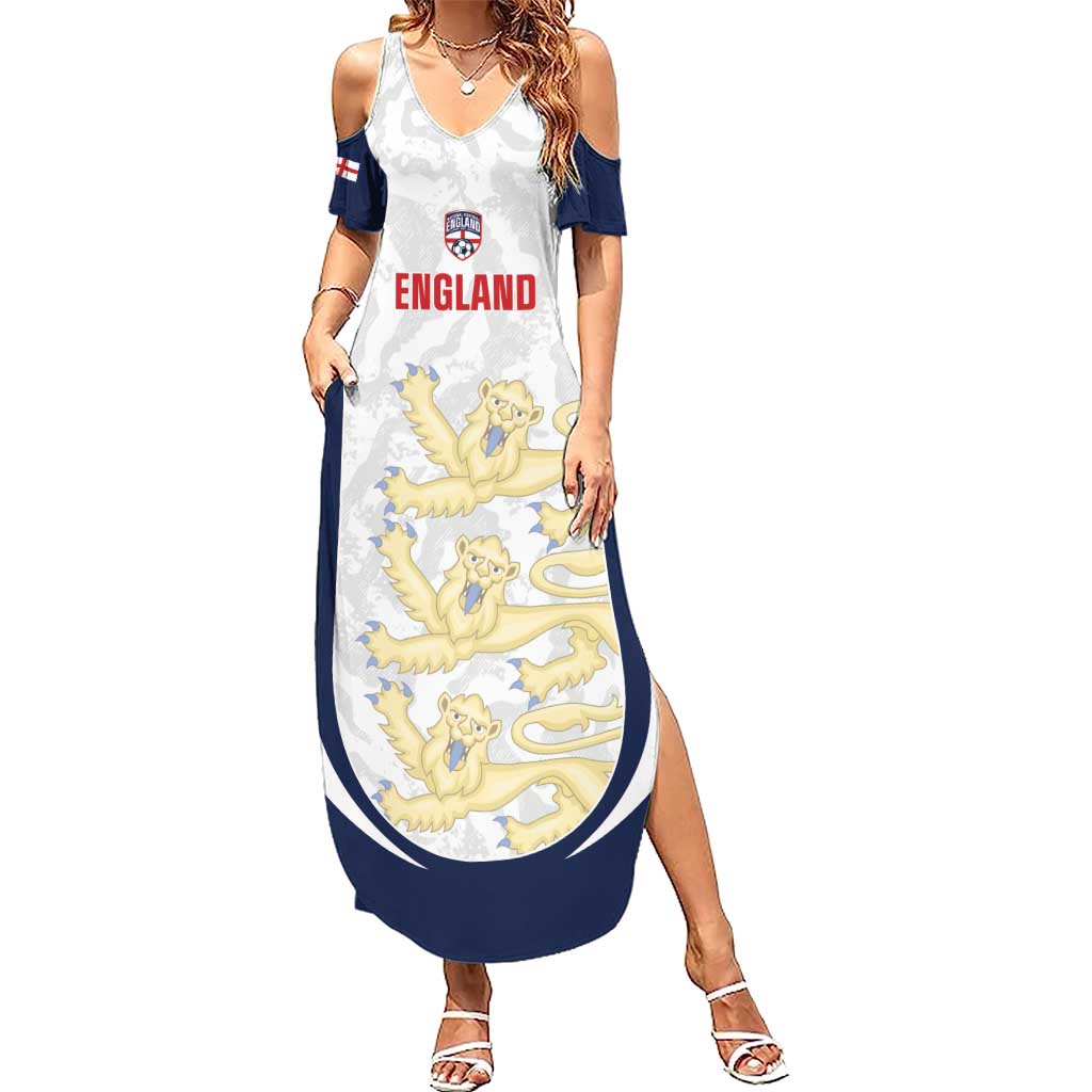 Custom England 2026 Football Summer Maxi Dress Go Three Lions Grunge Style - Wonder Print Shop