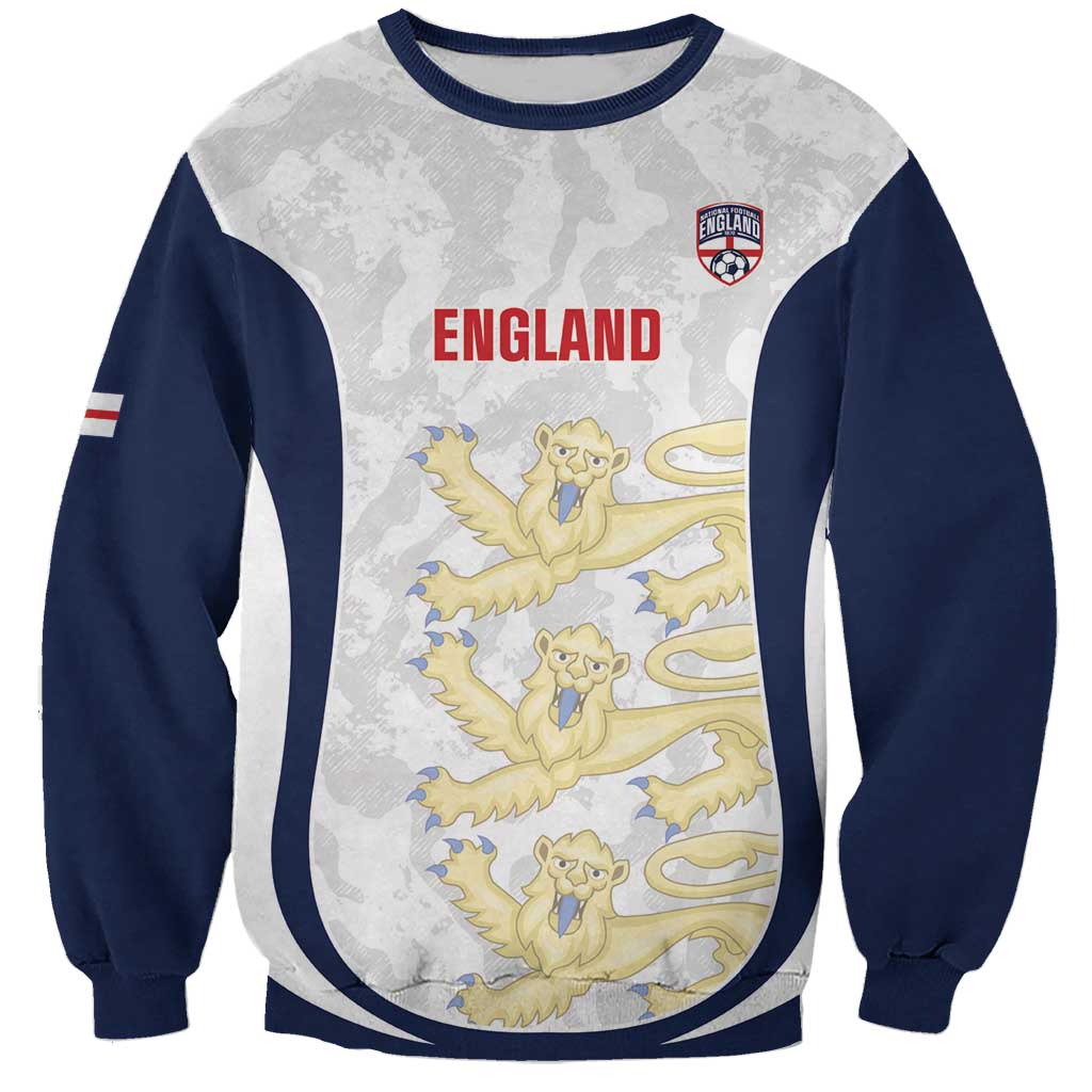 Custom England 2026 Football Sweatshirt Go Three Lions Grunge Style - Wonder Print Shop