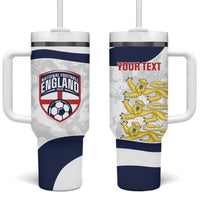 Custom England 2026 Football Tumbler With Handle Go Three Lions Grunge Style - Wonder Print Shop
