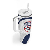 Custom England 2026 Football Tumbler With Handle Go Three Lions Grunge Style - Wonder Print Shop