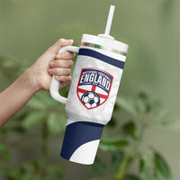 Custom England 2026 Football Tumbler With Handle Go Three Lions Grunge Style - Wonder Print Shop