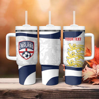 Custom England 2026 Football Tumbler With Handle Go Three Lions Grunge Style - Wonder Print Shop