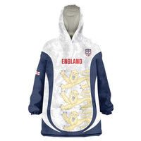 Custom England 2026 Football Wearable Blanket Hoodie Go Three Lions Grunge Style - Wonder Print Shop