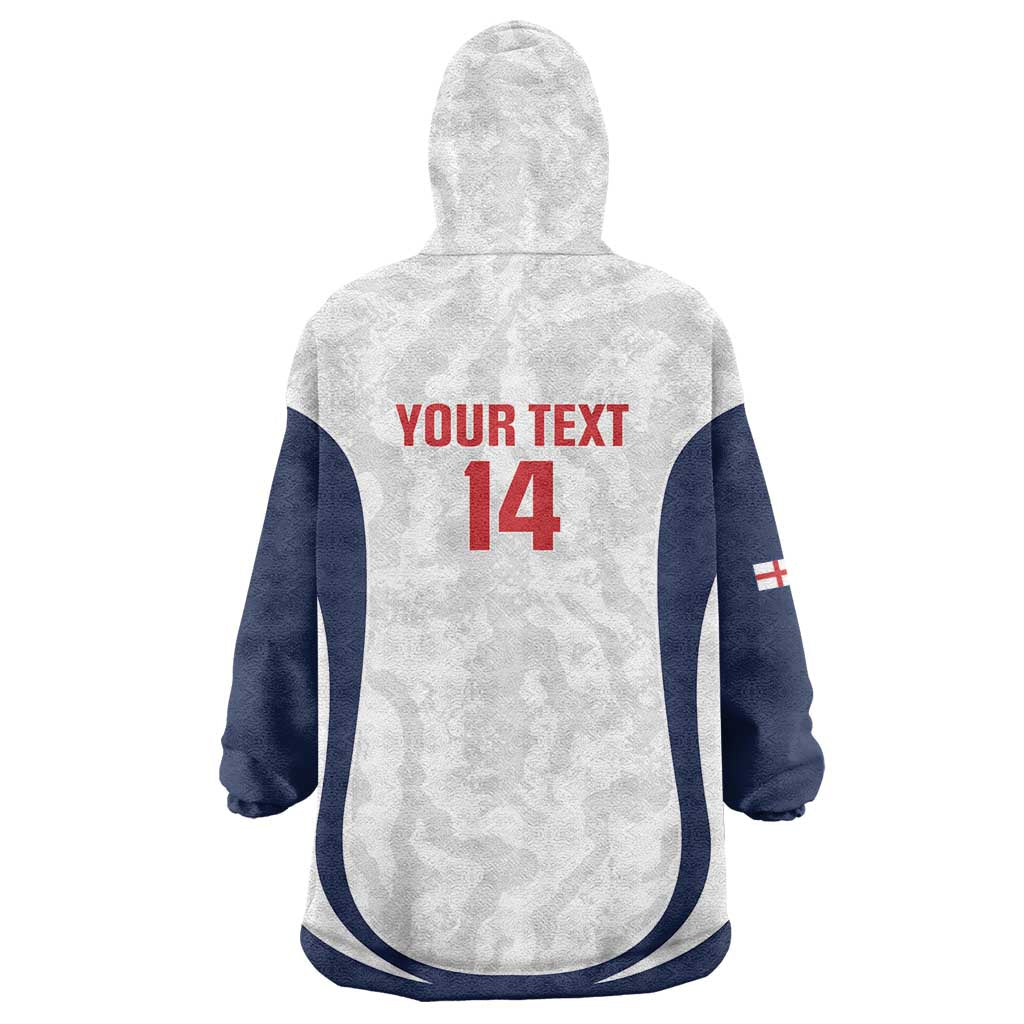 Custom England 2026 Football Wearable Blanket Hoodie Go Three Lions Grunge Style - Wonder Print Shop