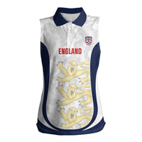 Custom England 2026 Football Women Sleeveless Polo Shirt Go Three Lions Grunge Style - Wonder Print Shop