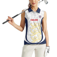 Custom England 2026 Football Women Sleeveless Polo Shirt Go Three Lions Grunge Style - Wonder Print Shop