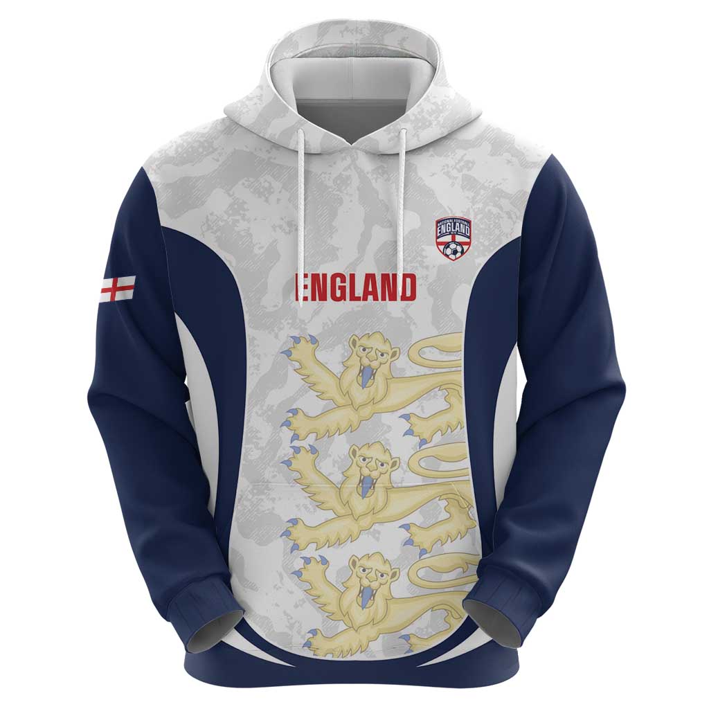Custom England 2026 Football Zip Hoodie Go Three Lions Grunge Style - Wonder Print Shop