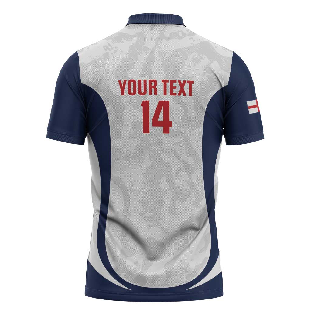 Custom England 2026 Football Zipper Polo Shirt Go Three Lions Grunge Style - Wonder Print Shop