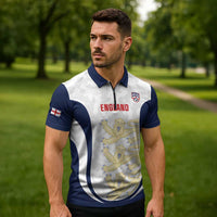 Custom England 2026 Football Zipper Polo Shirt Go Three Lions Grunge Style - Wonder Print Shop