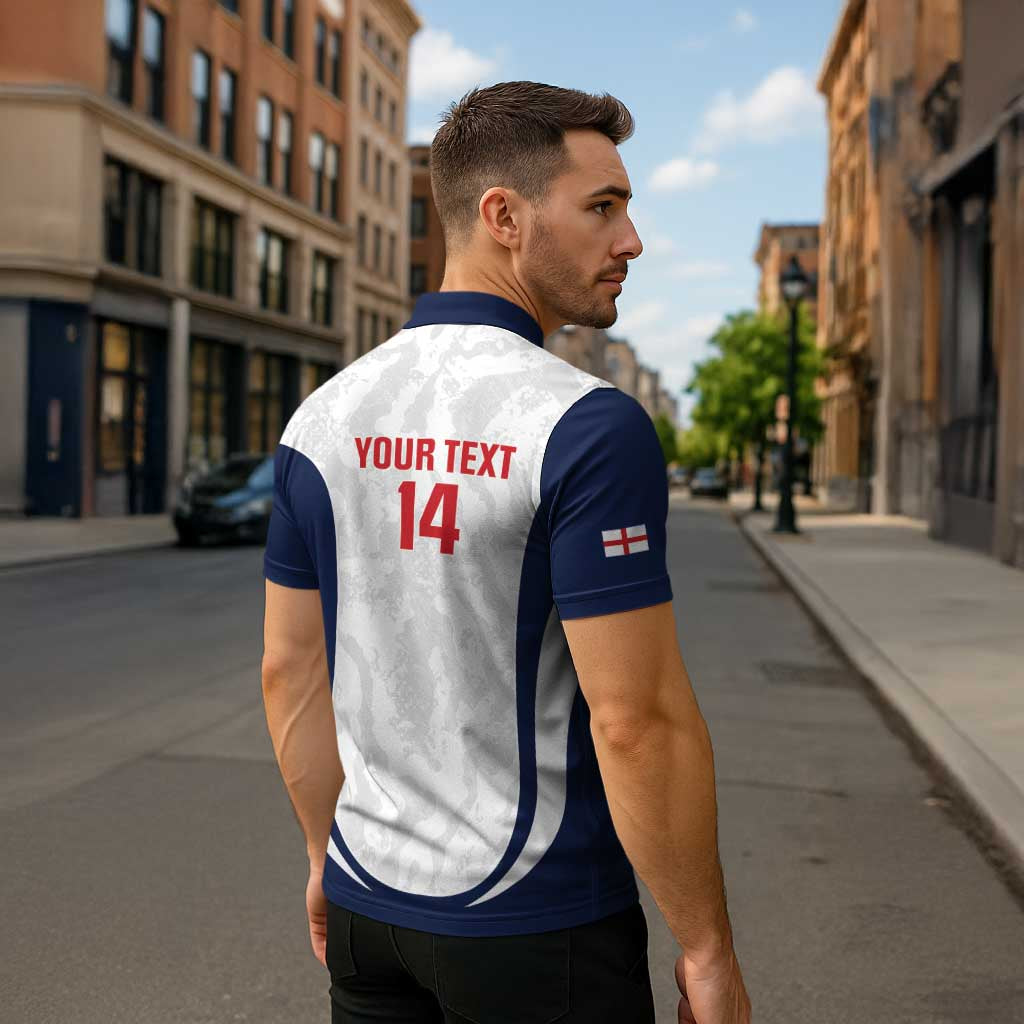 Custom England 2026 Football Zipper Polo Shirt Go Three Lions Grunge Style - Wonder Print Shop